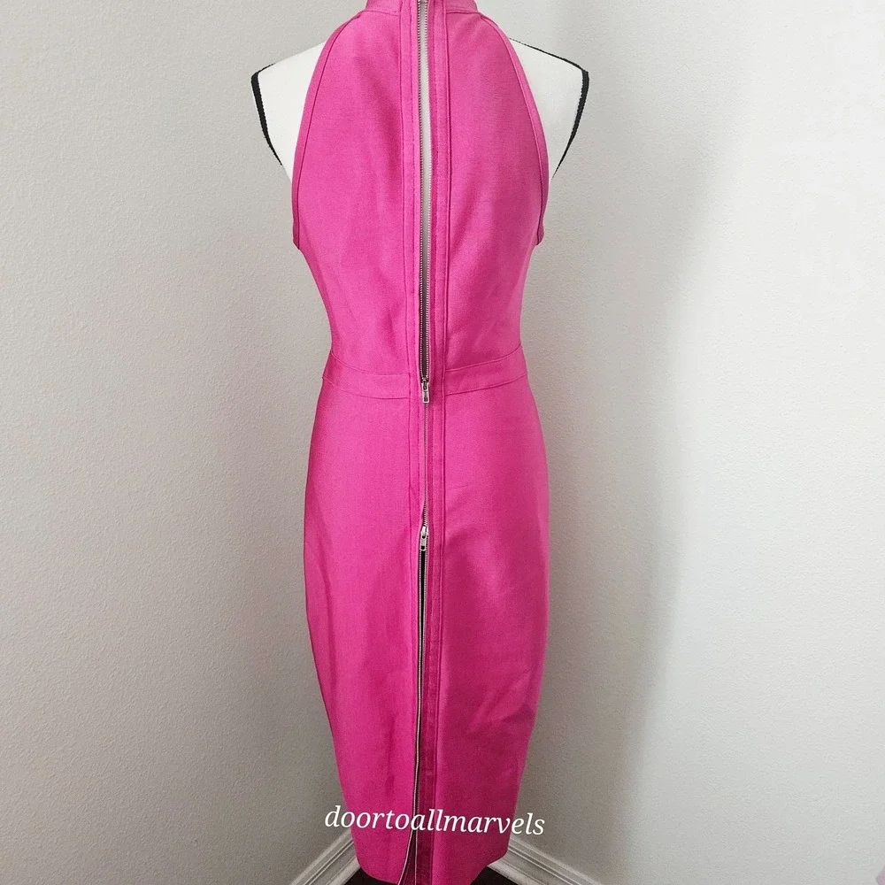 Herve Leger + Forever 21 Fuchsia Pink Bandage Midi Dress sz XL Prom Wedding